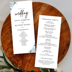 Elegant Dusty Blue Floral Wedding Program
