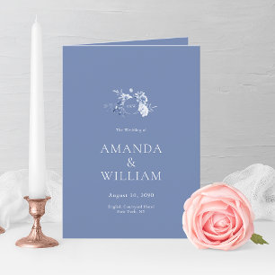 Elegant Dusty Blue Floral Wedding Program Thank You Card