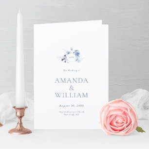 Elegant Dusty Blue Floral Wedding Program Thank You Card