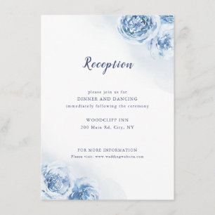 Elegant dusty blue floral wedding reception enclos enclosure card