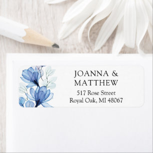 Elegant Dusty Blue Floral Wedding Return Address