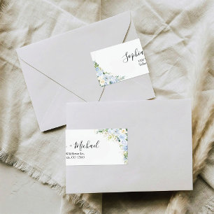 Elegant Dusty Blue Floral Wedding Return Address