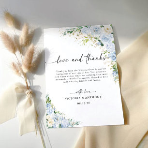 Elegant Dusty Blue Floral Wedding Thank You Cards