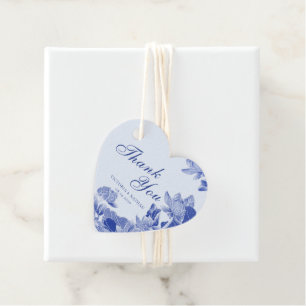 Elegant Dusty Blue Floral Wedding Thank You Favour Tags