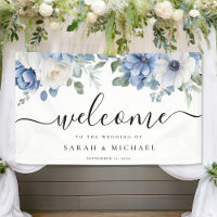 Elegant Dusty Blue Floral Wedding Welcome