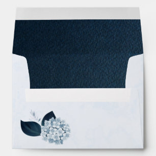 elegant dusty blue flowers navy blue leaves envelope