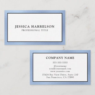Elegant Dusty Blue Foil Edged Business Card