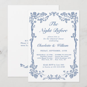 Elegant Dusty Blue French Garden Rehearsal Dinner Invitation