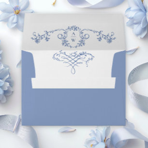 Elegant Dusty Blue French Garden Wedding Flowers Envelope