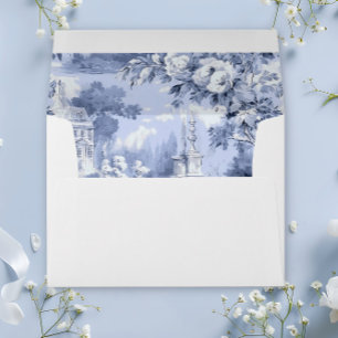 Elegant Dusty Blue French Garden Wedding Flowers Envelope