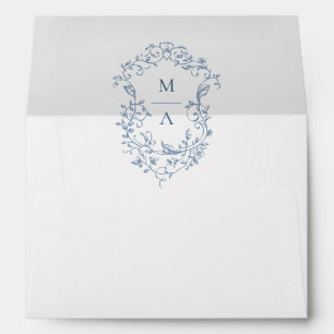 Elegant Dusty Blue French Toile Wedding Flowers Envelope