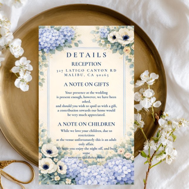 Elegant Dusty Blue Garden Wedding Enclosure Card (Creator Uploaded)