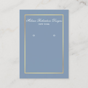 Elegant Dusty Blue Gold Earring Display Card