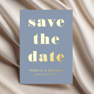 Elegant Dusty Blue Gold Wedding Save The Date