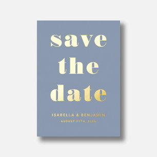 Elegant Dusty Blue Gold Wedding Save The Date