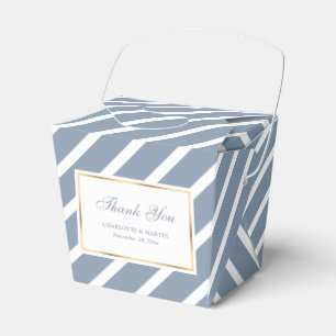 Elegant Dusty Blue Gold Wedding Thank You Favour Box