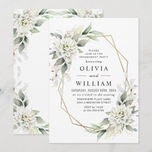 Elegant Dusty Blue Greenery Engagement Party Invitation