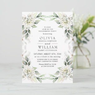 Elegant Dusty Blue Greenery Engagement Party Invitation