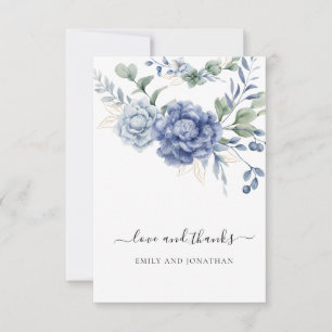 Elegant Dusty Blue Greenery Wedding Supplies Thank You Card