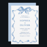 Elegant Dusty Blue Hand Drawn Bow Wedding Invitation<br><div class="desc">For further customisation,  please click the "Personalise this template",  then "Edit using Design Tool". Stylish editable easy to use wedding templates,  more items available in the store (invitations,  rsvp,  thank you cards,  stationery & decor). If you need help or matching items,  please contact me.</div>