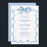 Elegant Dusty Blue Hand Drawn Bow Wedding Invitation<br><div class="desc">For further customisation,  please click the "Personalise this template",  then "Edit using Design Tool". Stylish editable easy to use wedding templates,  more items available in the store (invitations,  rsvp,  thank you cards,  stationery & decor). If you need help or matching items,  please contact me.</div>