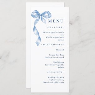 Elegant Dusty Blue Hand Drawn Bow Wedding Menu