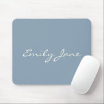 Elegant Dusty Blue Handwritten Script Name Custom Mouse Pad<br><div class="desc">This custom mouse pad features your name in beautiful handwritten script lettering on a stylish dusty blue background. Great gift idea.</div>