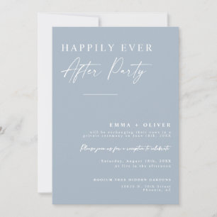 Elegant Dusty Blue Happily Ever After QR Code Invitation