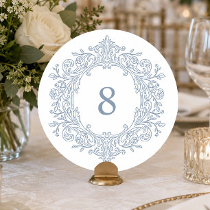 Elegant Dusty Blue Heirloom Wedding Table Number