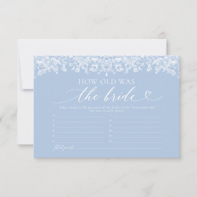 Elegant Dusty Blue How Old Was The Bride Game Invitation (Front)