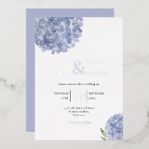 Elegant Dusty Blue Hydrangeas Floral Bouquets Foil