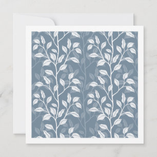Elegant Dusty Blue Leaf Botanical Silhouette Art Card