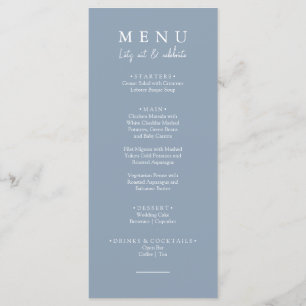 Elegant Dusty Blue Let's Eat Calligraphy Wedding Menu