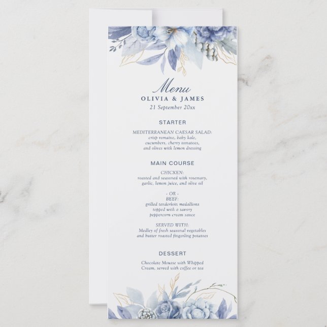 Elegant Dusty Blue & Light Blue Floral  Artwork (Front)