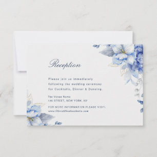 Elegant Dusty Blue & Light Blue Floral Artwork RSVP Card