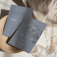 Elegant Dusty Blue Minimal Boho Rsvp Wedding