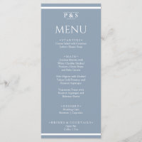 Elegant Dusty Blue Minimal Monogram Dinner Wedding