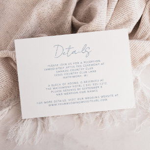 Elegant Dusty Blue Minimal Script Wedding Enclosure Card