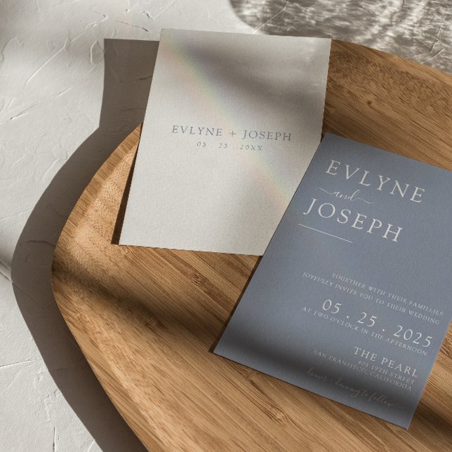 Elegant Dusty Blue Minimalist Boho Chic Wedding  Invitation (Creator Uploaded)