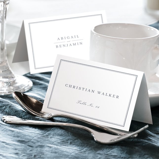 Elegant Dusty Blue Minimalist Foldable Place Card  (Elegant Dusty Blue Minimalist Foldable Place Card)