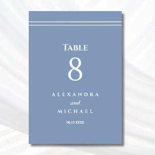 Elegant Dusty Blue Minimalist Modern Wedding  Table Number