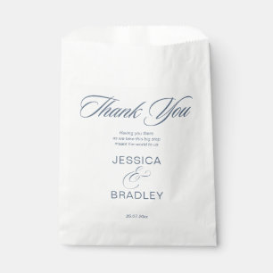 Elegant dusty blue minimalist thank you wedding  favour bags
