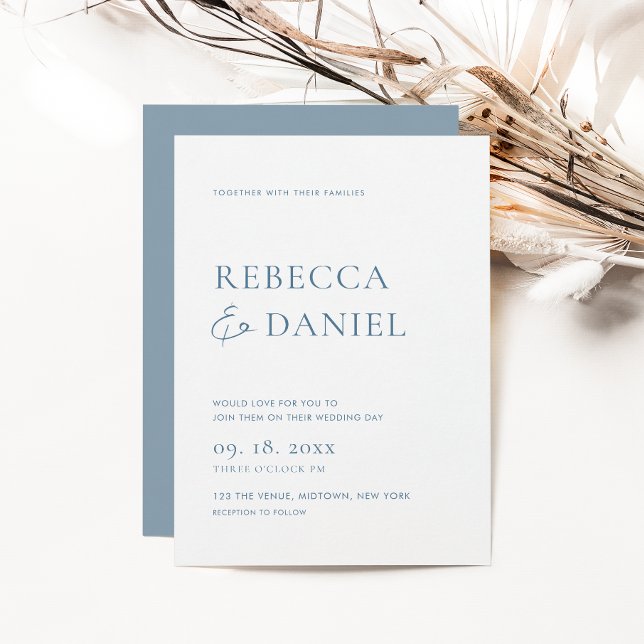 Elegant Dusty Blue Minimalist Wedding Invitation (Creator Uploaded)