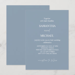 Elegant Dusty-Blue Minimalist Wedding Invitation
