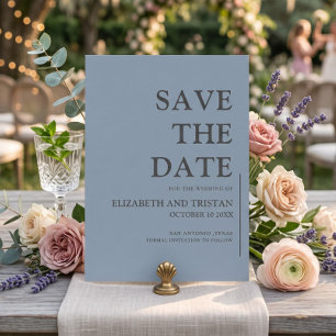 Elegant Dusty Blue Minimalist Wedding  Save The Date