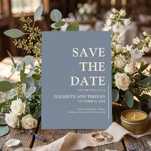 Elegant Dusty Blue Minimalist Wedding Save The Date