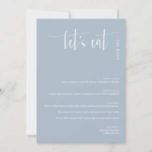 Elegant Dusty Blue Modern Let's Eat Thank You Menu