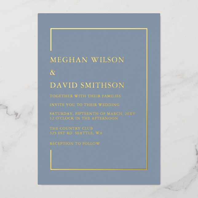 Elegant Dusty Blue Modern Wedding  (Front)