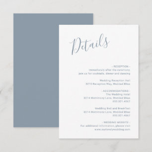 Elegant Dusty Blue Modern Wedding Enclosure Card