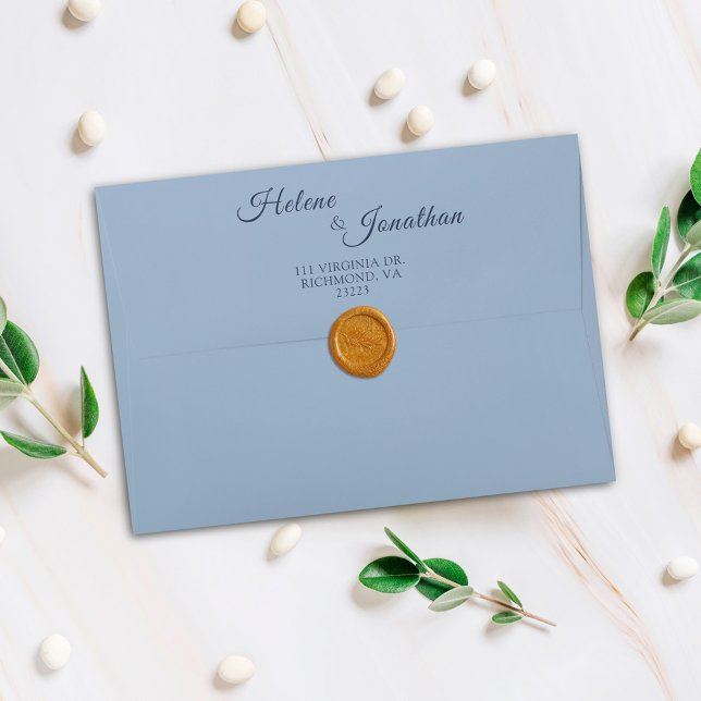 Elegant Dusty Blue Modern Wedding Return Address Envelope (Creator Uploaded)